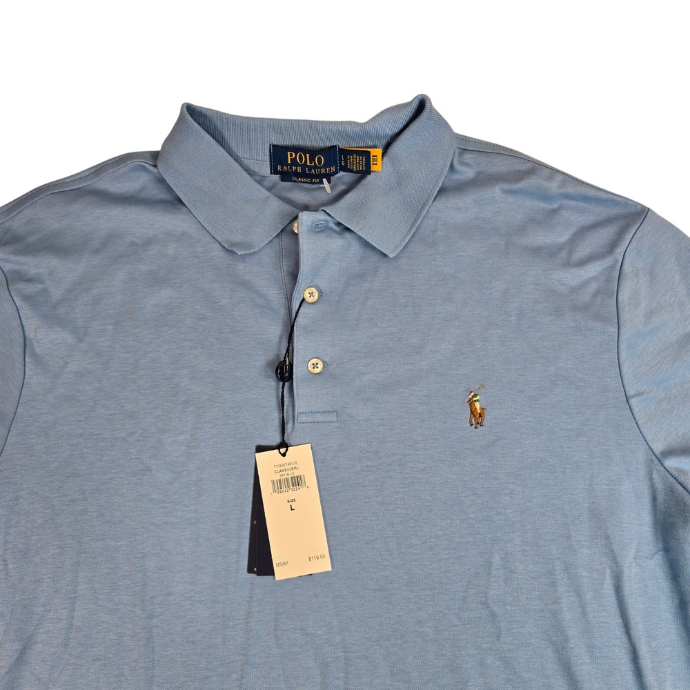 Polo Ralph Lauren Mens Classic Fit Polo Shirt Sky Blue Large 710832748072 NWT